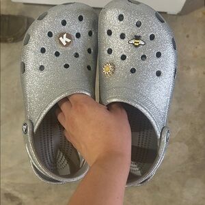 Women’s Crocs Silver Glitter Clogs